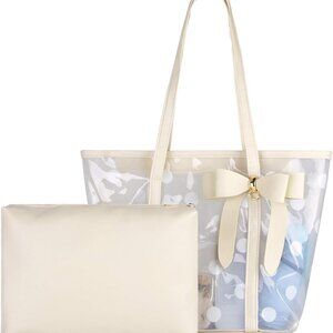 Women Waterproof PVC Clear Tote Bags Shoulder Handbag Beach Bag Shopping Work Ba